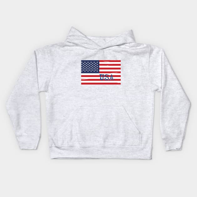 USA Flag- American Flag -Freedom Kids Hoodie by Gold Turtle Lina